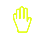 icono mano neon verde lima representando el sentido del tacto