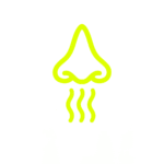 icono nariz verde neon representando el sentido del olfato